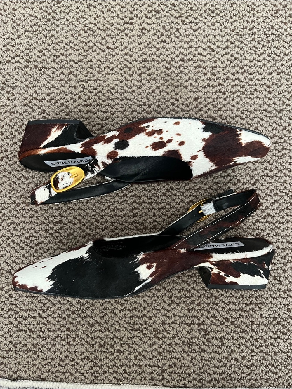 NWT Steve Madden cow fur sling back shoes